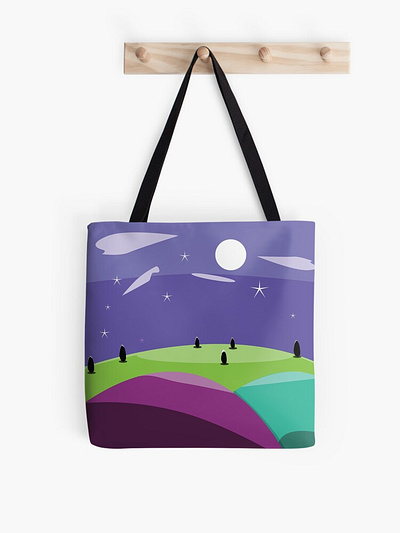 Colorful world -tote bag art art gallery beautiful landscape branding colorful colorful world creative design fantasy flat illustration graphic design illustration pastel product product design product designs sale ui vector world