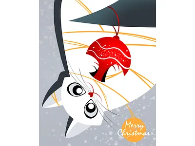 Christmas cat graphic design illustration