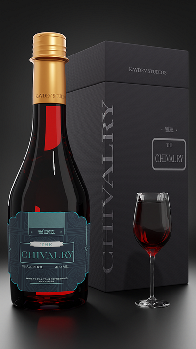 Chivalry Wine Bottle 3d branding design