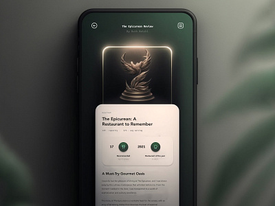 Random projects: The Epicurean Review app award critic fine dine green ios iphone refined sophisticated ui