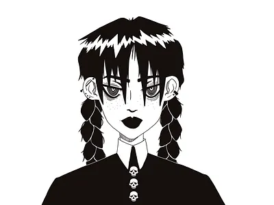 Wednesday Addams addams flat girl illustration netflix procreate wednesday