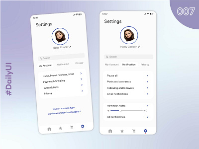 Daily 007 - Settings app dailyui design figma illustration interface logo settings ui