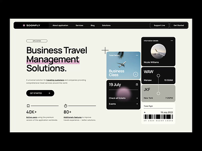 Travel Solutions - Website Concept card concept design landing page minimalist portfolio solutions technology travel ui uiux ux web web design website