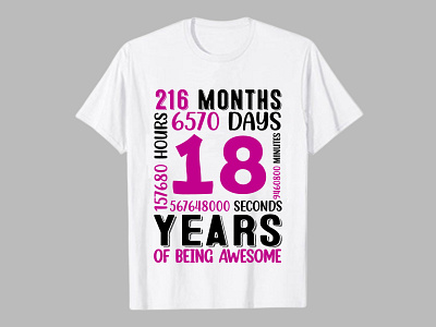 Birthday T-Shirt Design or 216 Month 6570 Days 18 Years t Shirt birthday concept