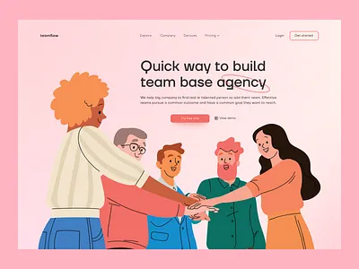 Teamflow - Landing Page agency clean landimg page designtrends desk desk app e commerce gradient landing page graphicdesign halalagency job lamp minimalistic teamflow landing page teamwork uidesigns webdesign website website builder website concept workplace