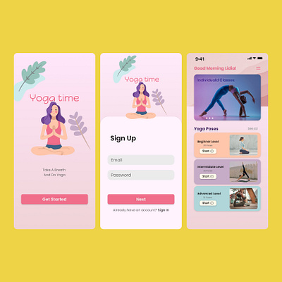 Yoga app appui design farsi illustration iran logo sportapp ui ui designer uid uifarsi uiux yoga yogaapp