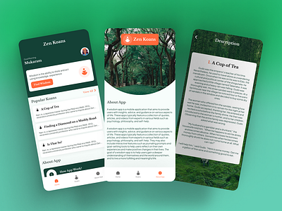 Zen Koans – Wisdom & Mindfulness App UI meditation app mental health wisdom app zen zen koans