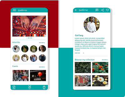 Artist bio feature in an art gallery app app design illustration ui ux