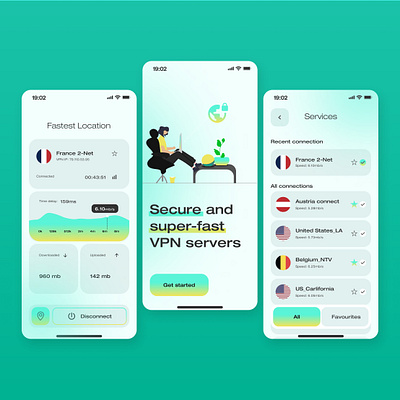 VPN mobile app design internet mobile app ui design uiux vpn vpn app design