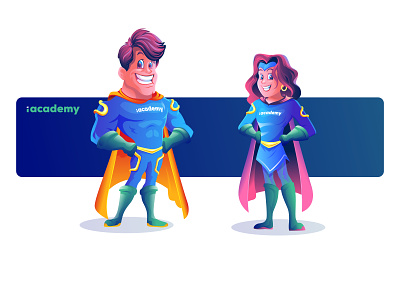 iMan & iWoman branding cartoon character character design company mascot graphic design iacademy illustration mascot superheros vector