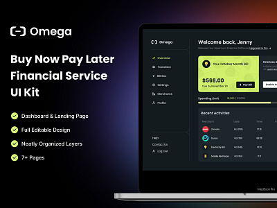 FinTech UI Kit about us dashboard faq financial fintech landing page login money signup team ui ui kit ux web website