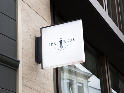 Spartacus blue bold brand identity branding classic coffee creative design golden ratio graphic design logo logo design logomaker negative space simple typography unique white