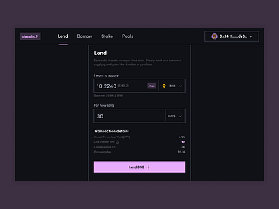 Lending app assets borrow crypto defi design figma lend stake ui ux web 3 website
