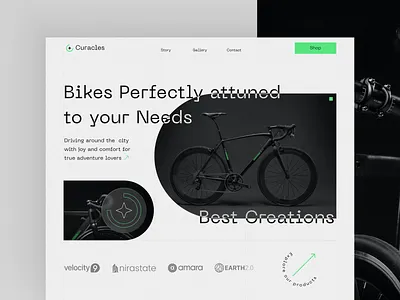 Curacles - Bike Selling Website Landing Page 3d app design application bicycles bikes creole studios design graphic design illustration landing page logo mobile shop store ui uidesign uiux design ux website website design