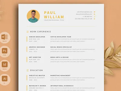 Resume/CV Template branding cover letter curriculum vitae cv cv template design diy graphic design illustration job search logo modern resume professional resume resume resume cv resume template teacher resume ui
