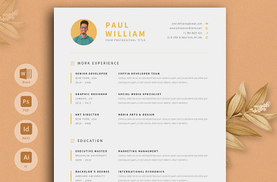 Resume/CV Template branding cover letter curriculum vitae cv cv template design diy graphic design illustration job search logo modern resume professional resume resume resume cv resume template teacher resume ui