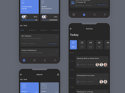 Task & Work Management Mobile App UI Kit app calendar design management manager task ui ui design ui kit ux work