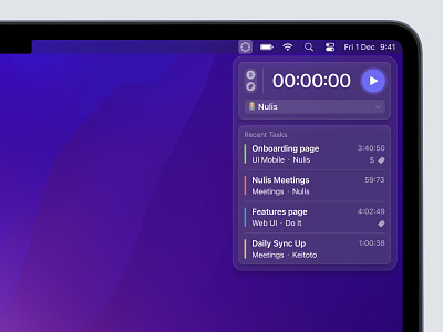 Ngetrek - Time Tracking Widget (macOS) clean dark design desktop light macos macosx project management schedule task manager time tracker time tracking ui ux widget