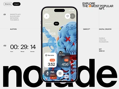 Nolade NFT Platform Mobile UI Concept art binance blockchain colourful concept crypto inspiration interface ios layout marketplace meta mobile app nft shop typo typography ui ux web3