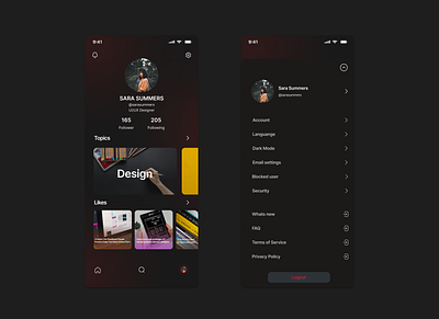 User Profile & Settings/ DailyUi - 006 & 007 app design ui ux