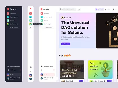 DApps Sidebar Navigation blockchain clean design dapp store dapps navigation sidebar ui design