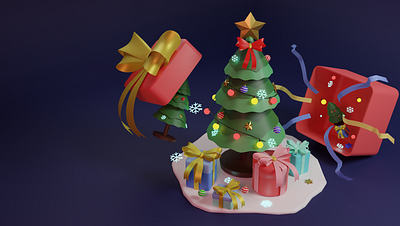 3D XMAS Tree Illustrations 3d 3d christmas 3d gift box 3d tree 3d xmas tree 3dillustration 3dsnowflake christmas gift boxes illustration snowflake xmas