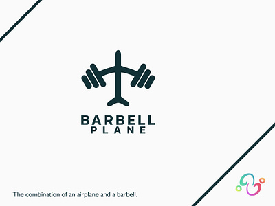 Barbell Plane Logo airplane airport aviation barbell brand design brand designer dumbbell fitness flight gym logo design logo designer logo for sale logo idea logo inspiration logomark logotype plane workout zzoe iggi