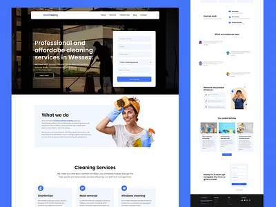 SanitCleaning - Cleaning Service Landing page blue cleaning landingpage service template ui webdesign webflow