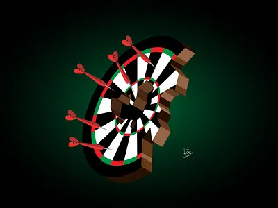 Arrows in the heart design flat graphic design illustration inspiring isometric vector