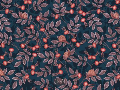 PHYSALIS GARDEN - patterns & motifs autumn design drawing elegant fabric design graphic design hand drawn home decor illustration luxury papper pattern design plants retro seamless pattern snail textile design vintage wallpaper wrapping