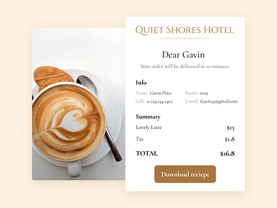 DailyUI Challenge 017 > Email Receipt 017 branding challenge dailyui dailyui 017 design e commerce hotel illustration receipt ui