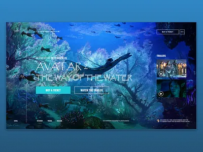 Avatar 2 The Way of the Water Movie Website avatar avatar 2: way of the water cinema figma movie movie trailer movie website ticket selection tickets trailer videos ui uxui videos