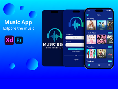 Music App UI UX design design graphic design music app typography ui uiux ux