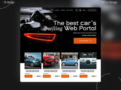 The car selling Web Portal Ui hero page design app auto branding car design figma flat graphic design hero page illustration logo minimal ui uiux web