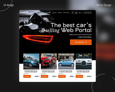 The car selling Web Portal Ui hero page design app auto branding car design figma flat graphic design hero page illustration logo minimal ui uiux web