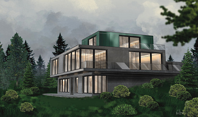 Marathon House Exterior architectural sketches design graphic design interior design procreate