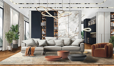 Marathon House Living Room architectural sketch design graphic art graphic design interior design procreate