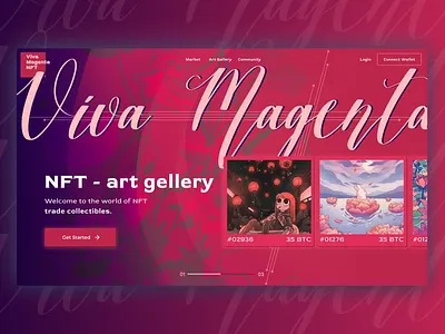 NFT - art gellery hero page Ui Design Viva Magenta design idea 3d app branding design figma flat graphic design illustration logo minimal nft pantone ui ui hero page viva magenta web