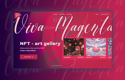 NFT - art gellery hero page Ui Design Viva Magenta design idea 3d app branding design figma flat graphic design illustration logo minimal nft pantone ui ui hero page viva magenta web