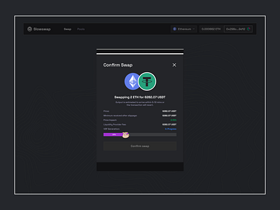 SlowSwap - Confirm Swap (Dark mode) confirm crypto swap dashboard design ui web3