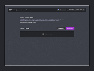 SlowSwap - Liquidity Pools empty state (Dark mode)