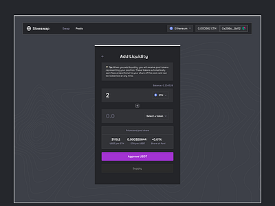 SlowSwap - Add/Create a pair (Dark mode)