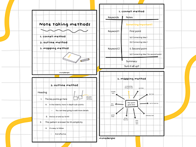 learning app: social postings – note taking methods app app design doodle education graphic design illustration instagram social media vector