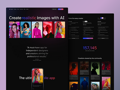 Animated Landing Page for Image Generation App Dark Website ai ai image generator animation dall e dark landing page midjourney openai technology template ui website website design