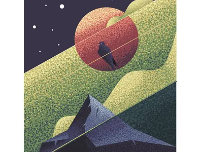 Pigeon Holed abstract art bird dove illustration landscape mountain nature pigeon space sun