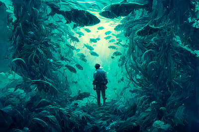 Underwater 1 ai art color concept design digital gradient illustration light midjourney minimal painting photoshop simple water