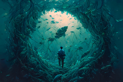 Underwater 2 ai art color concept design digital gradient illustration light midjourney minimal painting photoshop simple water