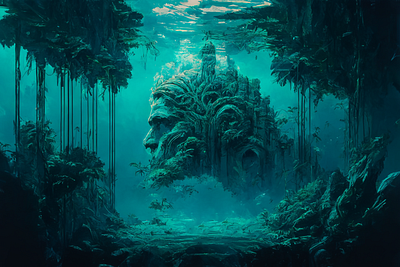 Underwater 3 ai art color concept design digital gradient illustration light midjourney minimal painting photoshop sculpture simple water