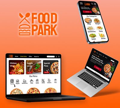 Food Park responsive website UI/UX adobe xd branding case study food ordering website food park logo responsive design typography ui ux web design