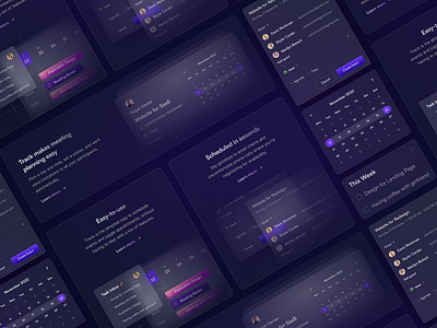 Cards UI Elements ⌁ Calendar Platform for Scheduling calendar cards clean component dark mode design elements landing page minimal modern platform productivity saas schedule scheduling ui ui design uiux web whitespace